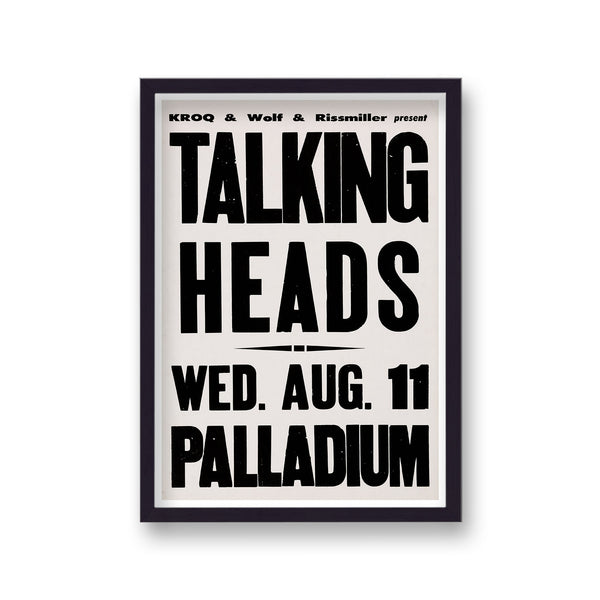 Talking Heads Live At The Palladium Vintage Music Gig Poster