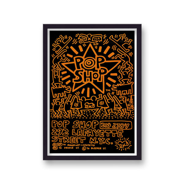 Keith Haring Pop Shop NYC Orange & Black Art Print