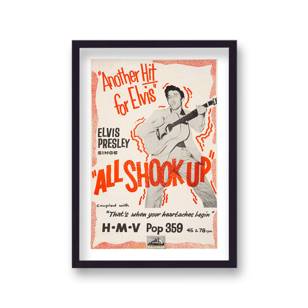 Elvis Presley All Shook Up Hmv Vintage Promotional Poster