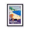 Antibes Sa Plage De Juan Le Pins Ladies Under Orange Sunbrella Vintage Travel Print