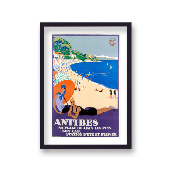 Antibes Sa Plage De Juan Le Pins Ladies Under Orange Sunbrella Vintage Travel Print