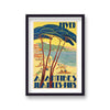 Hiver A Antibes Juan Les-Pins Art Deco Beach Scene Blue Trees Vintage Travel Print