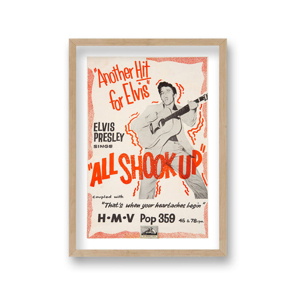 Elvis Presley All Shook Up Hmv Vintage Promotional Poster