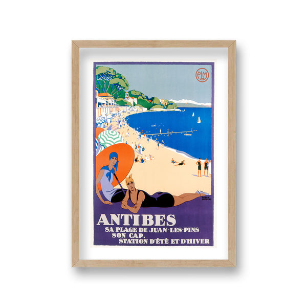 Antibes Sa Plage De Juan Le Pins Ladies Under Orange Sunbrella Vintage Travel Print