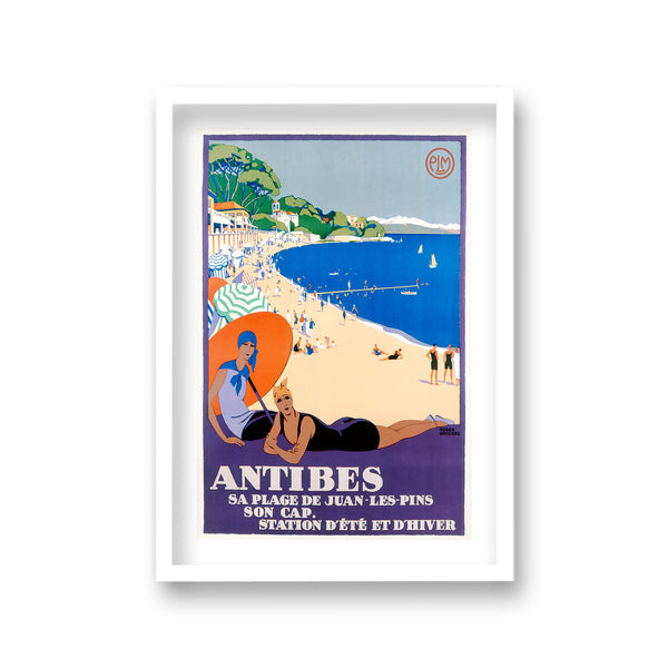 Antibes Sa Plage De Juan Le Pins Ladies Under Orange Sunbrella Vintage Travel Print