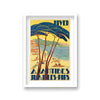 Hiver A Antibes Juan Les-Pins Art Deco Beach Scene Blue Trees Vintage Travel Print