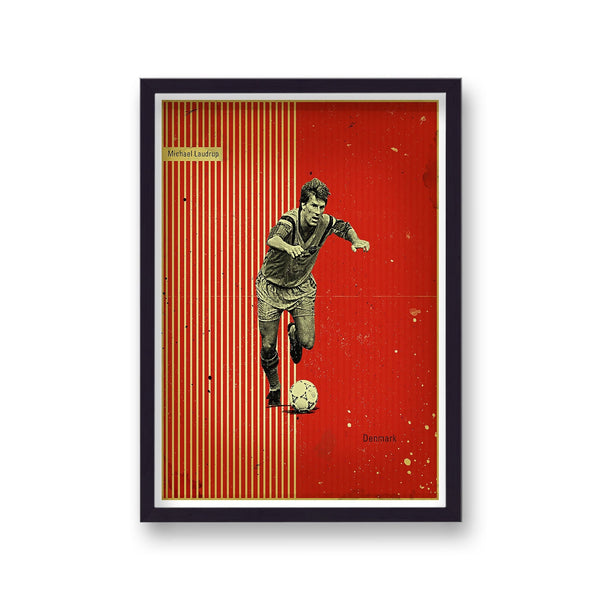 Football Heroes Michael Laudrup Denmark Vintage Print