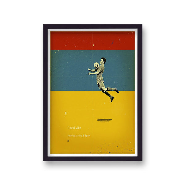 Football Heroes David Villa Spain Vintage Print