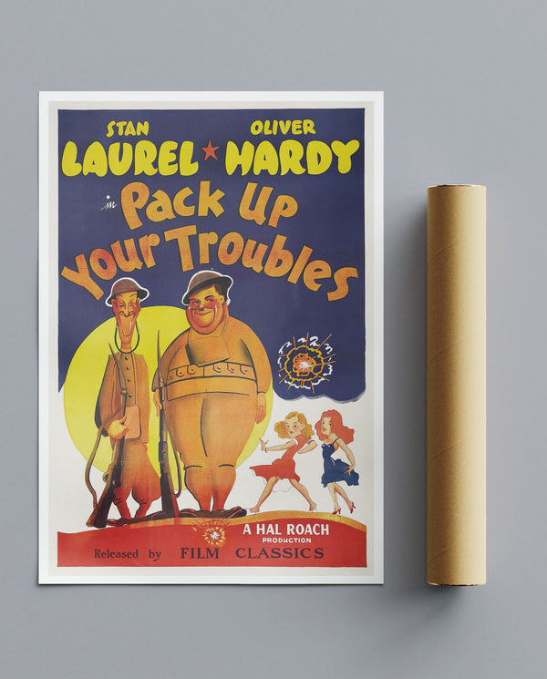 Vintage Movie Print Laurel & Hardy Pack Up Your Troubles