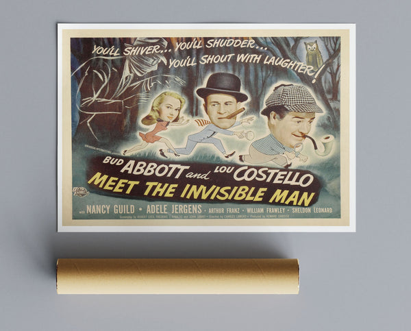 Vintage Movie Print Abbott & Costello Meet The Invisible Man