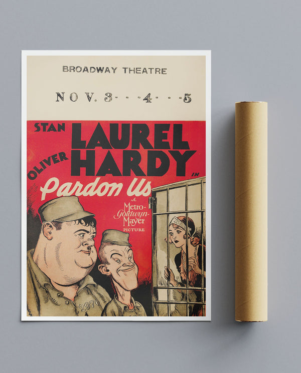 Vintage Movie Print Laurel & Hardy Pardon Us